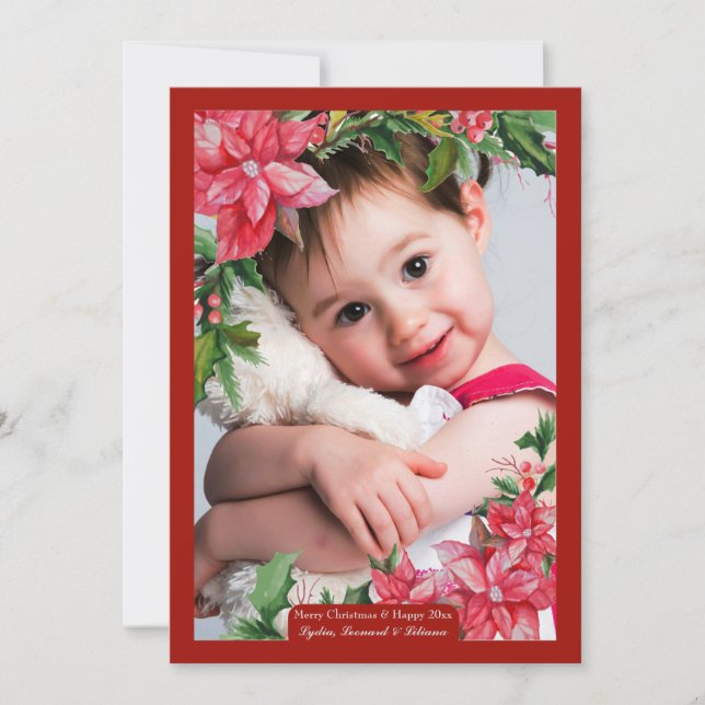 Carte de vœux de vacances avec photo de fleur de p (Devant)