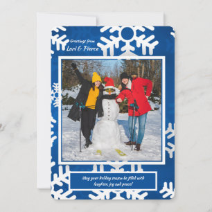 Carte de vœux de vacances avec photo de flocons de