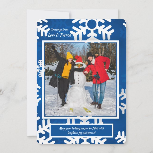 Carte de vœux de vacances avec photo de flocons de (Devant)