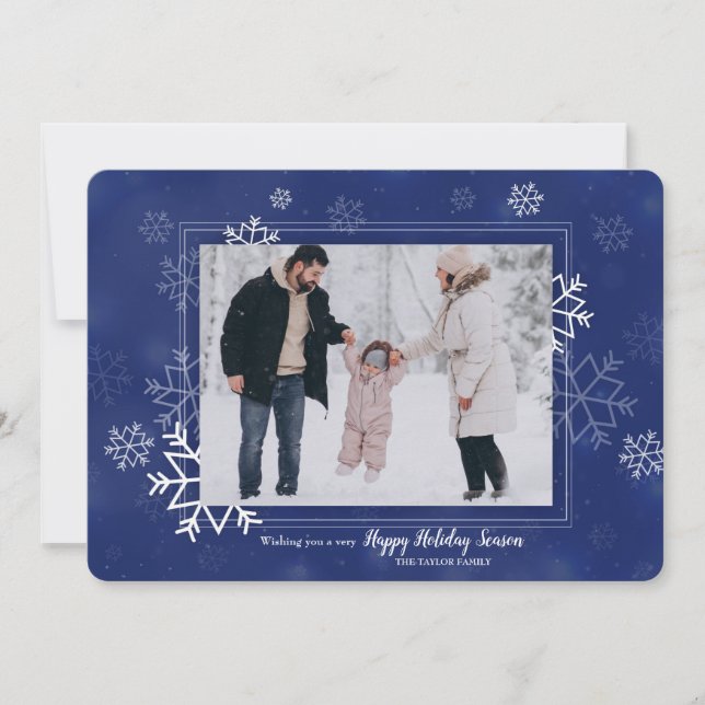 Carte de vœux de vacances avec photo de flocons de (Devant)