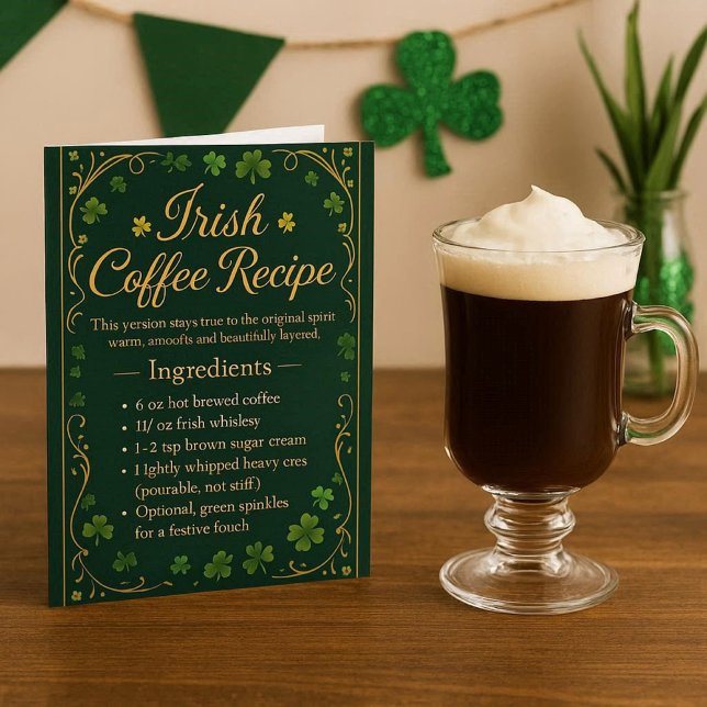 Carte de vœux de vacances avec recette de café irl (mockup  see actual card for design details )