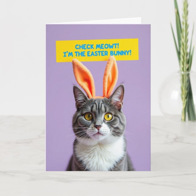 Carte de vœux de vacances avec un costume de chat  (Devant)