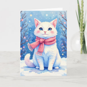Carte de vœux de vacances avec un petit chaton mig