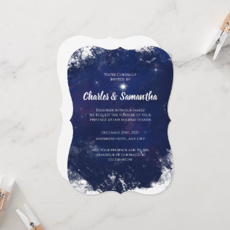 Carte de vœux de vacances bleue Invitation de Noël