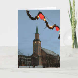 Carte de voeux de vacances - cathédrale de Tromsø,