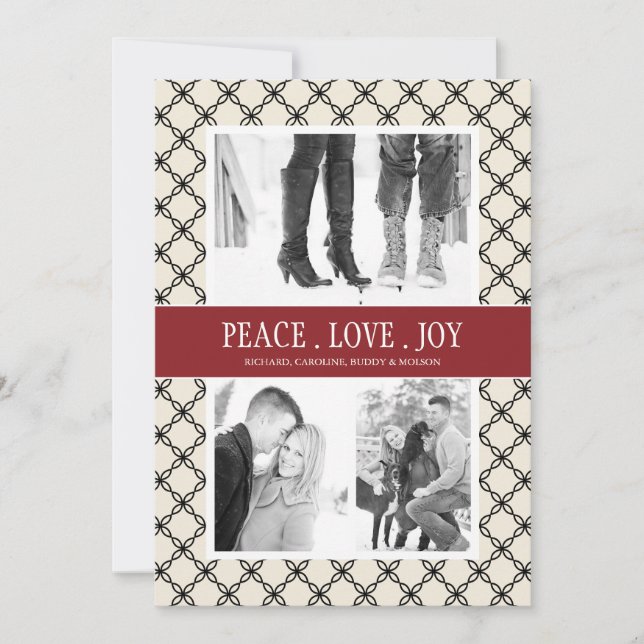 Carte de vœux de vacances Classy Peace Love Joy (Devant)