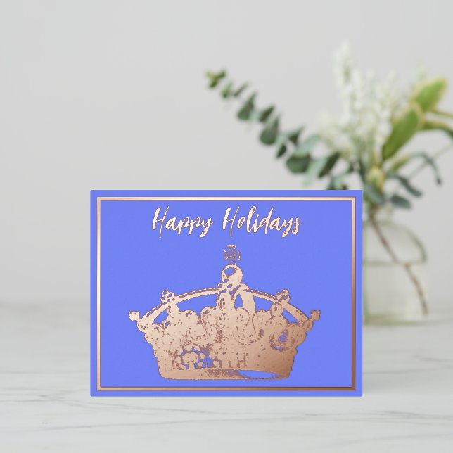 Carte de vœux de vacances Couronne Feuille d'or In (Debout devant)