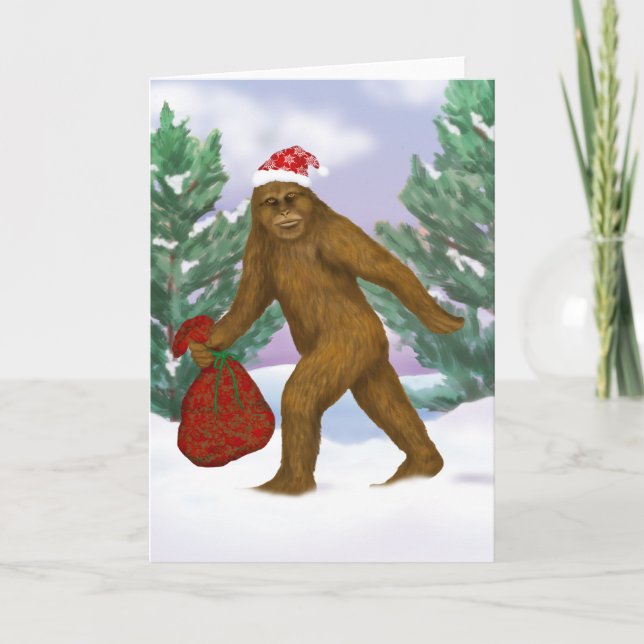 Carte de voeux de vacances de Bigfoot Père Noël (Devant)