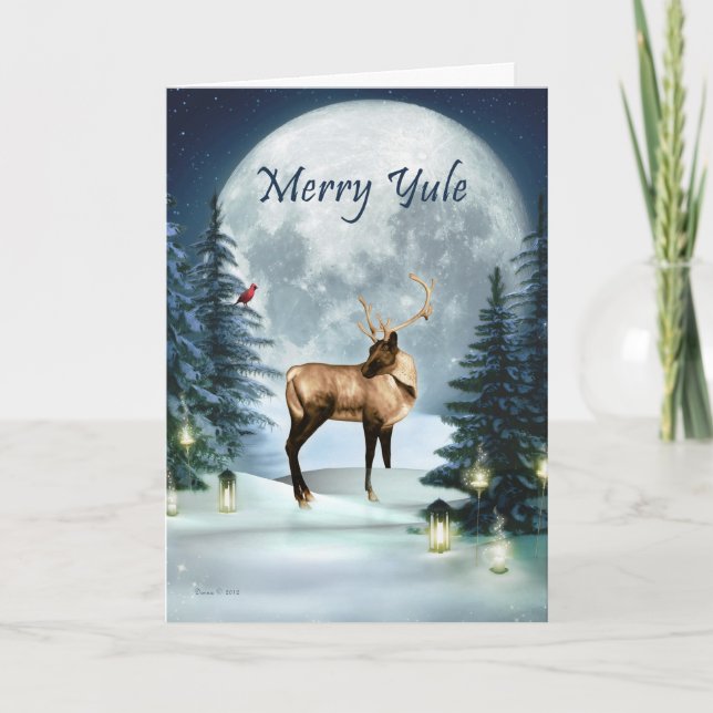Carte de vœux de vacances de Cerf de l'Hiver Joyeu (Devant)