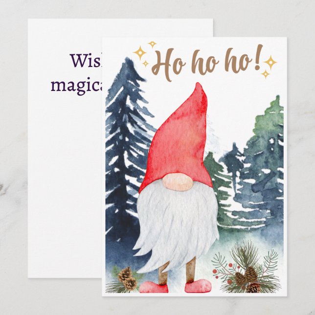 Carte de vœux de vacances de gnome magique (Devant / Derrière)