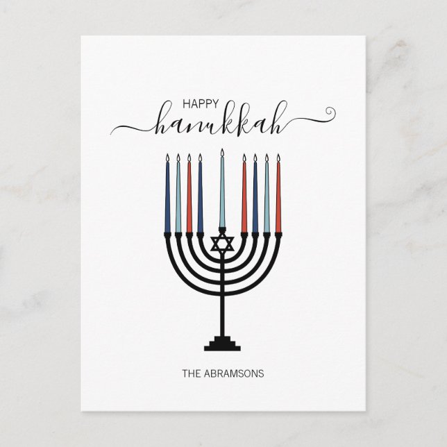 Carte de vœux de vacances de la Hanukkah Menorah (Devant)