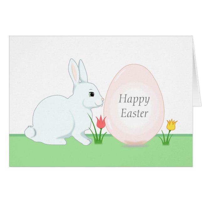 Carte de vœux de vacances de lapin de Pâques (Devant horizontal)