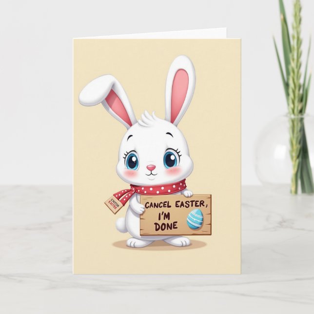Carte de vœux de vacances de Lapin fatigué (Devant)