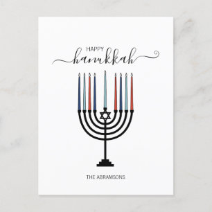 Carte de vœux de vacances de Menorah de Hanukkah