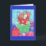 Carte de voeux de vacances de Noël de Hanoukka<br><div class="desc">" Le Chaim ! - Célébration de la vie à des vacances mélangées de famille de Hanoukka et Noël, un jeune homme et son bruit de chien hors d'un présent comme surprise." Le chanteur, l'actrice, l'auteur, le producteur et l'artiste autodidacte, Leslie Hyland Rodgers partage sa ligne de la réminiscence lunatique...</div>