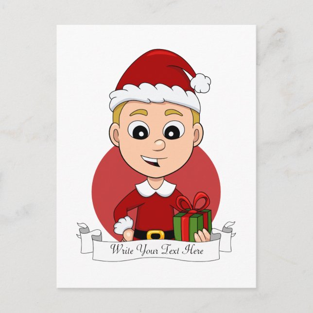 carte de vœux de vacances de Noël garçon dessin an (Devant)
