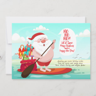 Carte de vœux de vacances de Père Noël sur planche