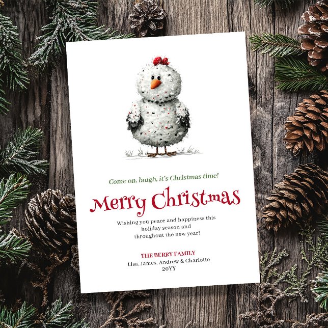 Carte de vœux de vacances de poulets drôles modern (Modern Funny Chickens Holiday Greeting Card)