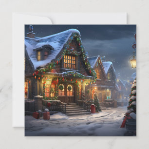 carte de vœux de vacances de village de Noël