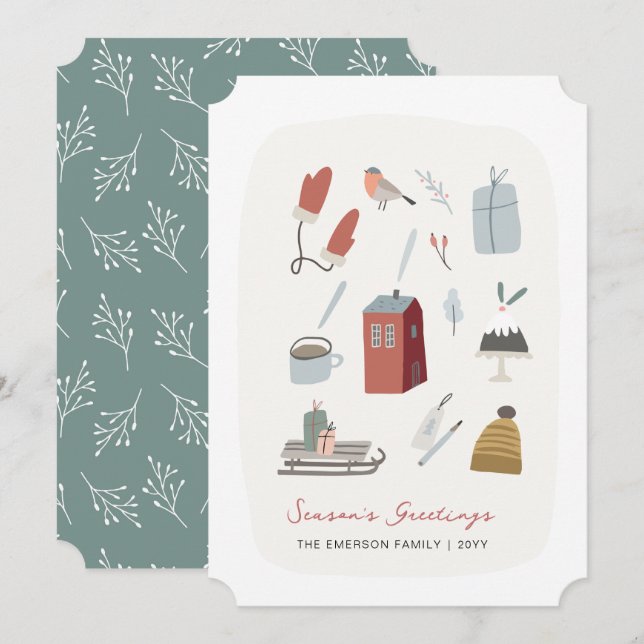 Carte de vœux de vacances d'hiver de la saison (Devant / Derrière)