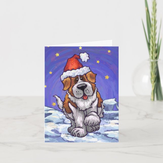 Carte de vœux de vacances du chien Saint-Bernard (Devant)