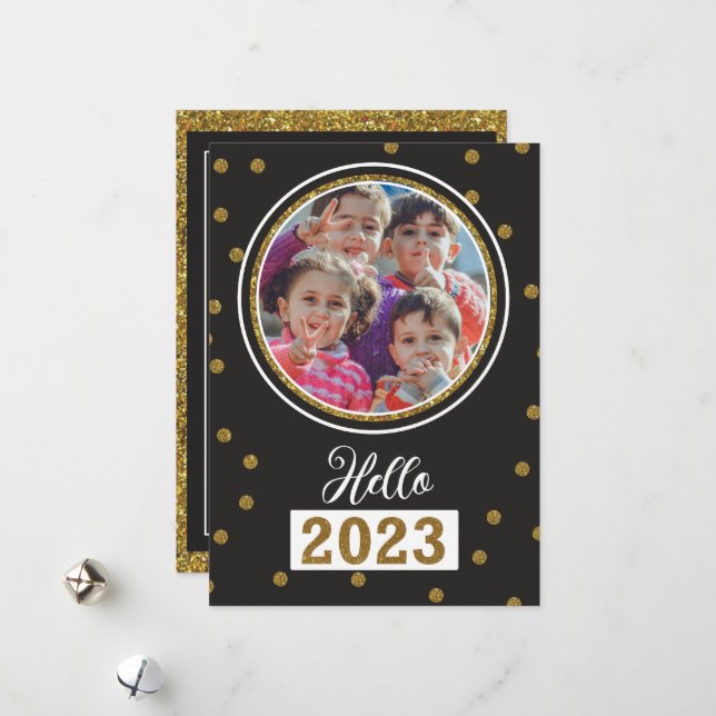 Carte de vœux de vacances du Nouvel An (Devant/Arrière en situation)