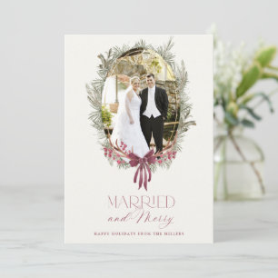Carte de vœux de vacances élégante, mariée et joye