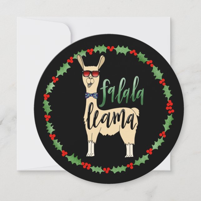 Carte de vœux de vacances Falalala Llama - Forme d (Devant)