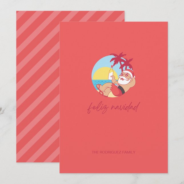 Carte de vœux de vacances Feliz Navidad Santa (Devant / Derrière)