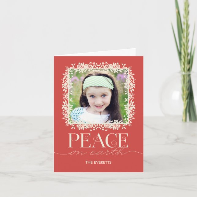 Carte de voeux de vacances florales paisible Saumo (Devant)