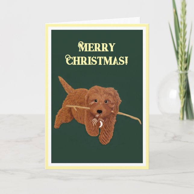 Carte de vœux de vacances Goldie Doodle (Devant)