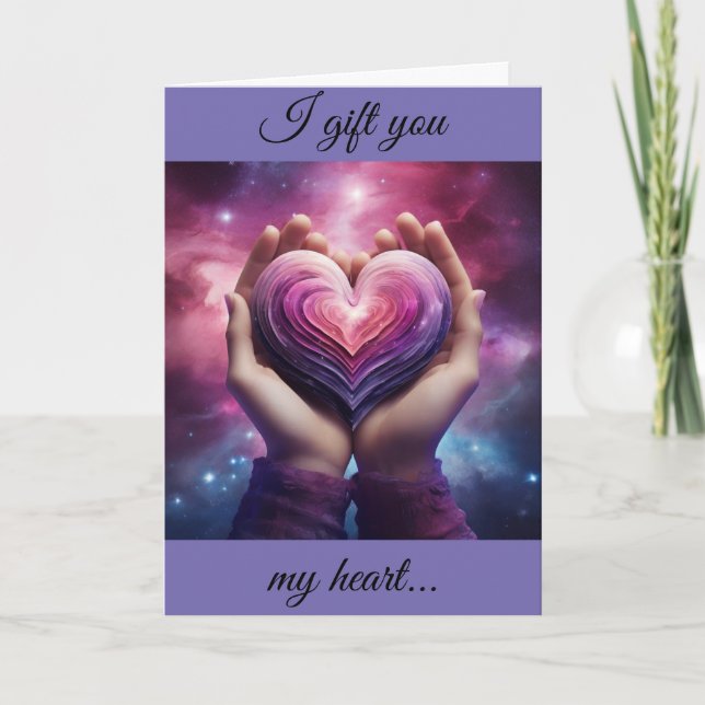 Carte de vœux de vacances Je vous offre mon cœur (Devant)