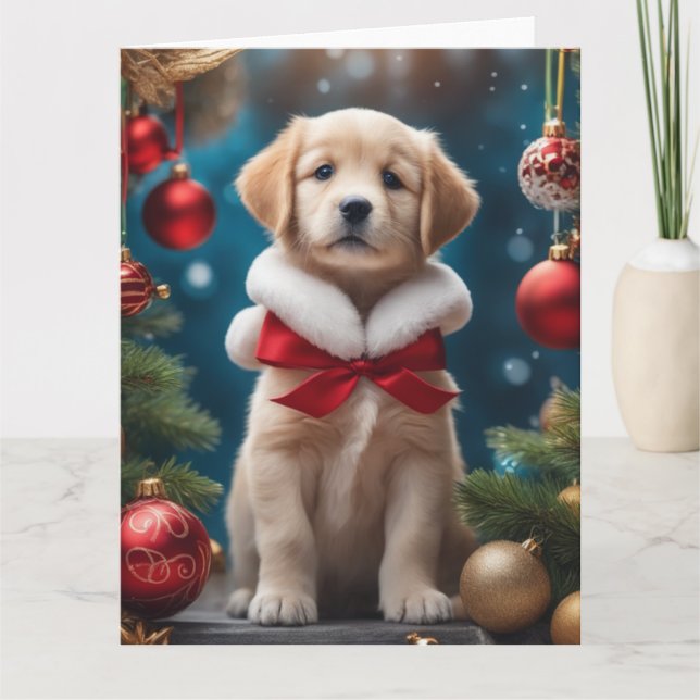 Carte de voeux de vacances Lab Pup (Devant)