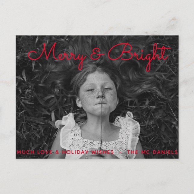 Carte de vœux de vacances Merry & Bright modifiabl (Devant)