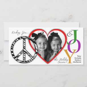 Carte de vœux de vacances Paix, Amour & Joie
