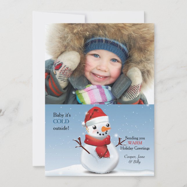 Carte de vœux de vacances photo avec Frosty (Devant)