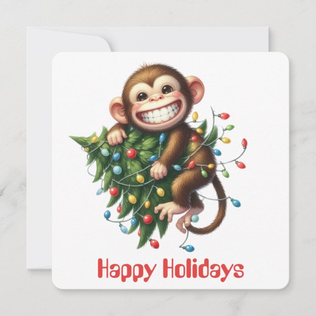 Carte de vœux de vacances Singe Drôle (Devant)