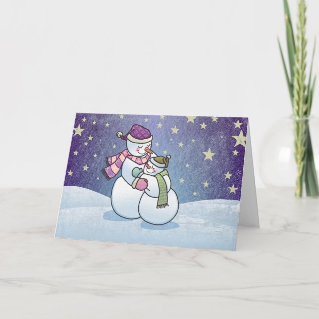 Carte de voeux de vacances Snowman Hugs (Devant)