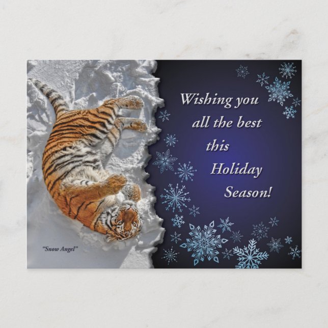 Carte de vœux de vacances Tiger Snow Angel (Devant)