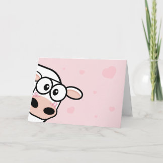 Carte de voeux de vache et de coeur rougissant