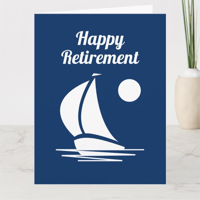 Carte de voeux de voilier nautique Happy Retiremen (Devant)