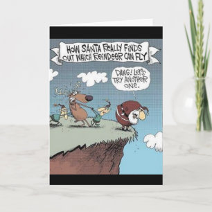 Carte de voeux de vol de renne d'essais de Père