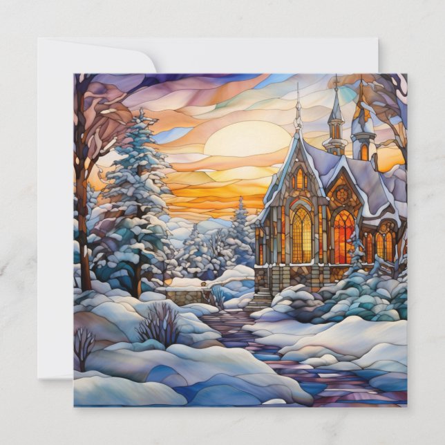 Carte de vœux d'église d'hiver (Devant)