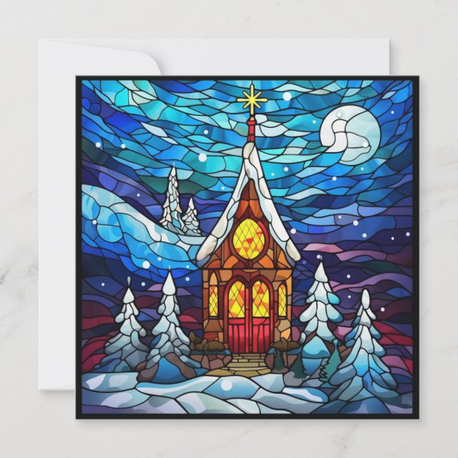 Carte de vœux d'église d'hiver (Devant)