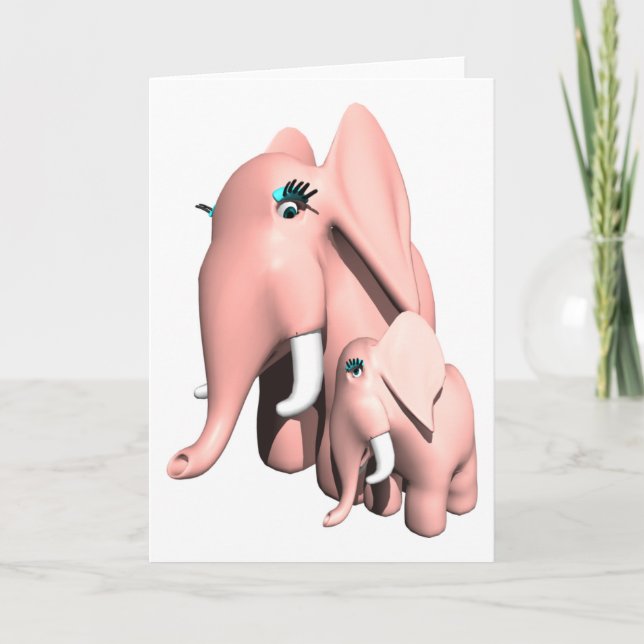 Carte de voeux d'éléphants roses (Devant)