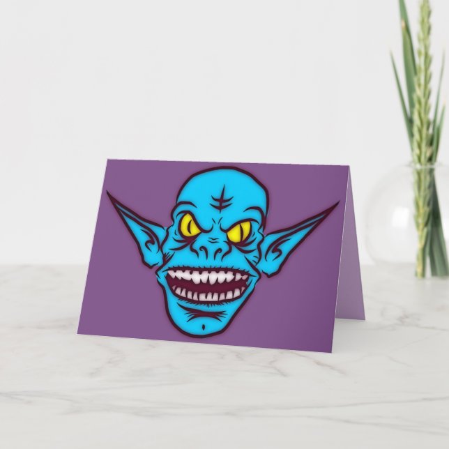 carte de voeux démon troll bleu zombie (Devant)