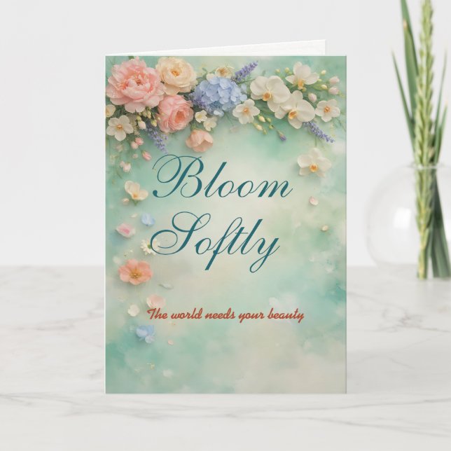 Carte de vœux d'encouragement floral Bloom Softly (Devant)
