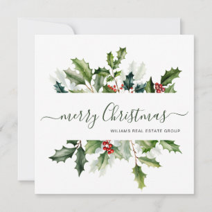 Carte de vœux d'entreprise Guirlande de Noël aquar