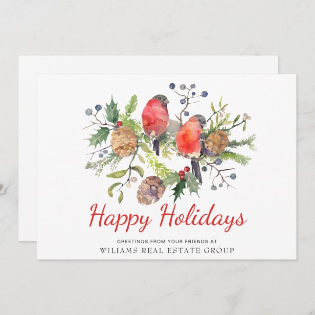 Carte de vœux d'entreprise Oiseau rouge de Noël à  (Devant / Derrière)