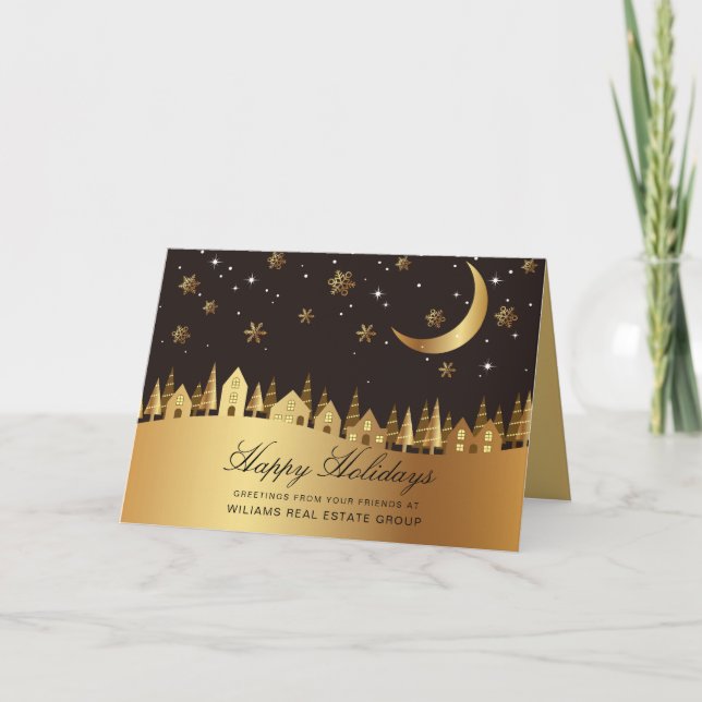 Carte de vœux d'entreprise pour la nuit de Noël au (Devant)